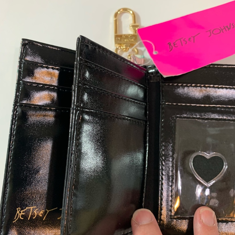 Betsey Johnson Blk Leopard Flap Wallet Key Holder - Picture 4 of 7